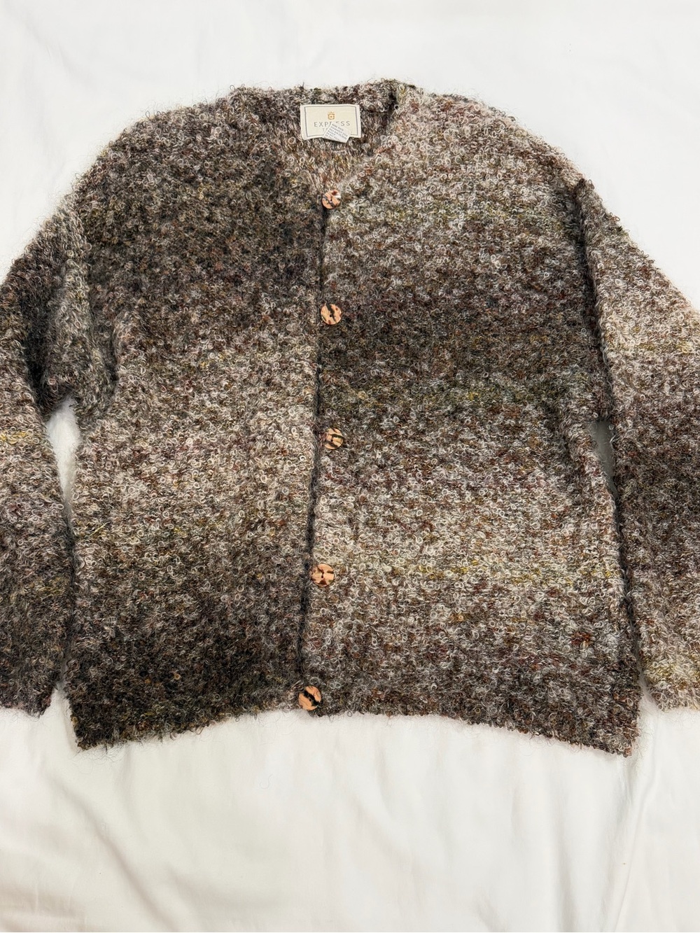 Vintage Express Tricot women’s Brown Multi-Tone Cardigan Sweater